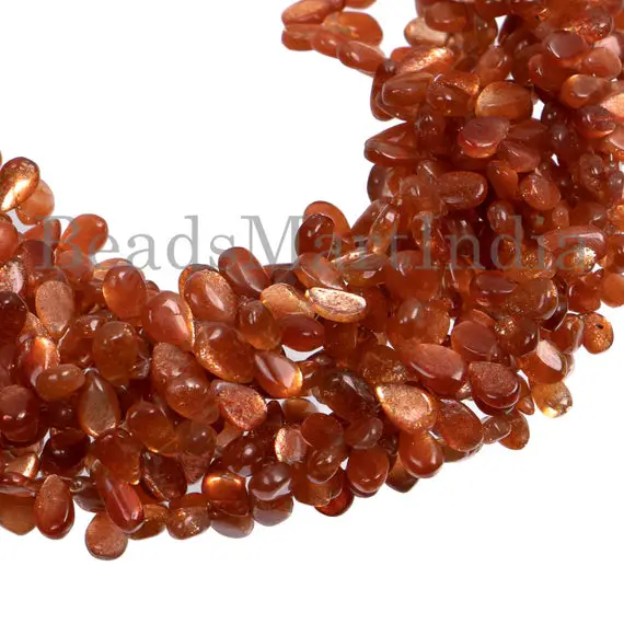 Sunstone Smooth Pear Shape 4x6-5x8 Mm Beads, Sunstone Plain Beads, Golden Sunstone Pear Beads, Aaa Sunstone Beads, Golden Sunstone Beads
