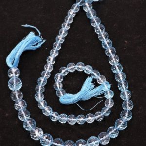 Shop Topaz Round Beads! Exclusive Rare Sky Blue Topaz Faceted Round Beads, 7-8 MM Blue Topaz Beads, 10 Inch Topaz Round Beads, 100% Natural Faceted Topaz Beads | Natural genuine round Topaz beads for beading and jewelry making.  #jewelry #beads #beadedjewelry #diyjewelry #jewelrymaking #beadstore #beading #affiliate #ad