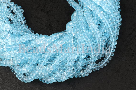 Swiss Blue Topaz Beads, Blue Topaz Beads, 5-5.50 Mm Swiss Blue Faceted Beads, Swiss Blue Topaz Rondelle Beads, Topaz Rondelle Beads