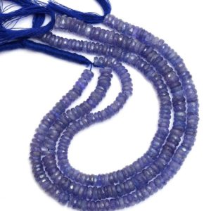 Shop Tanzanite Faceted Beads! Rare Tanzanite Gemstone 5mm-7mm Heishi Faceted Beads | 9inch Strand | Natural AAA+ Tanzanite Semi Precious Gemstone Tyre Rondelle Coin Beads | Natural genuine faceted Tanzanite beads for beading and jewelry making.  #jewelry #beads #beadedjewelry #diyjewelry #jewelrymaking #beadstore #beading #affiliate #ad
