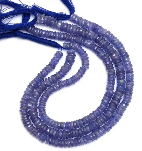 Rare Tanzanite Gemstone 5mm-7mm Heishi Faceted Beads | 9inch Strand | Natural Aaa+ Tanzanite Semi Precious Gemstone Tyre Rondelle Coin Beads