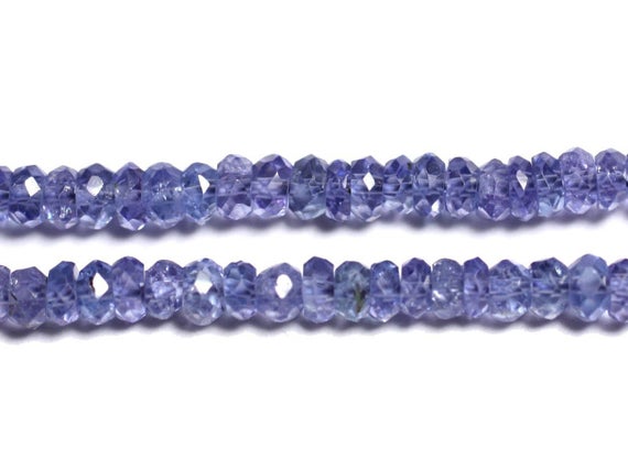 Fil 33cm 200pc Env - Perles Pierre - Tanzanite Rondelles Facettées 2-3mm Bleu Violet Lavande Indigo
