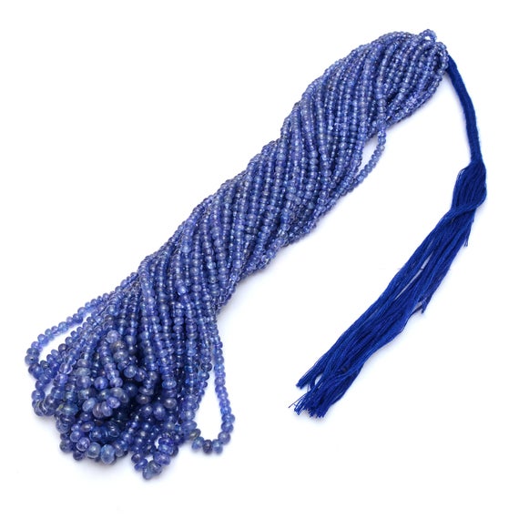 Aaa+ Tanzanite 3mm-5mm Smooth Rondelle Beads | 17inch Strand | Natural Tanzanite Semi Precious Gemstone Rondelle Beads For Jewelry Making