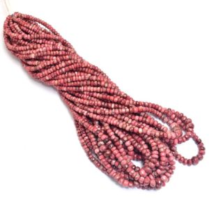 AAA+ Thulite Gemstone 4mm-7mm Graduating Rondelle Faceted Beads | 17" Strand | Natural Rare Pink Thulite Semi Precious Gemstone Loose Beads