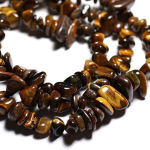 Shop Tiger Eye Chip & Nugget Beads! Fil 89cm 135pc env – Perles de Pierre – Oeil de Tigre Grosses Rocailles Chips 6-16mm | Natural genuine chip Tiger Eye beads for beading and jewelry making.  #jewelry #beads #beadedjewelry #diyjewelry #jewelrymaking #beadstore #beading #affiliate #ad