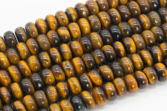 Genuine Natural Yellow Tiger Eye Loose Beads Grade Aaa Rondelle Shape 10x6mm