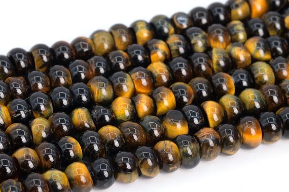 Genuine Natural Yellow Blue Tiger Eye Loose Beads Grade A Rondelle Shape 6x4mm 8x5mm