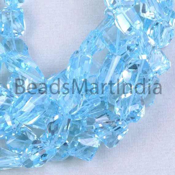 Sky Blue Topaz Faceted Nugget Shape Beads, Blue Topaz Nugget Shape Beads, Sky Blue Topaz Faceted Beads, Sky Blue Topaz Beads, Topaz Beads