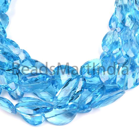 Aaa Quality Blue Topaz Faceted Nuggets, Natural Swiss Blue Topaz Gemstone Beads, Blue Topaz Nuggets Beads For Jewellery, Swiss Blue Beads.
