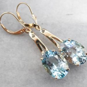 Shop Topaz Earrings! Blue Topaz Gemstone Drop Earrings, Yellow Gold Earrings, Blue Topaz Jewelry, Bridal Jewelry, Oval Stone Earrings, Birthday Gift N3VUL88N | Natural genuine Topaz earrings. Buy handcrafted artisan wedding jewelry.  Unique handmade bridal jewelry gift ideas. #jewelry #beadedearrings #gift #crystaljewelry #shopping #handmadejewelry #wedding #bridal #earrings #affiliate #ad