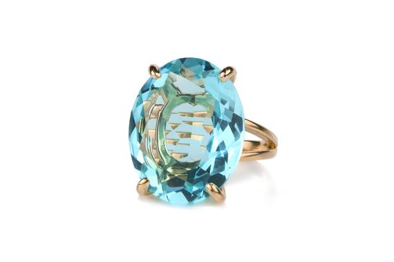 Rose Gold Ring · Blue Topaz Ring · Oval Ring · October Birthstone Ring · Deep Blue Ring · 14k Rose Gold Filled Ring · Prong Ring