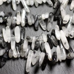 10pc – Perles de Pierre – Chips Rocailles Batonnets Quartz Tourmaline 12-22 mm – 4558550035547 | Natural genuine chip Tourmalinated Quartz beads for beading and jewelry making.  #jewelry #beads #beadedjewelry #diyjewelry #jewelrymaking #beadstore #beading #affiliate #ad