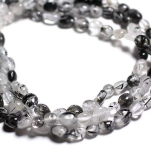 Shop Tourmalinated Quartz Beads! 10pc – Perles Pierre Quartz Tourmaline Olive Ovales Nuggets 4-9mm blanc gris noir – 4558550024084 | Natural genuine other-shape Tourmalinated Quartz beads for beading and jewelry making.  #jewelry #beads #beadedjewelry #diyjewelry #jewelrymaking #beadstore #beading #affiliate #ad