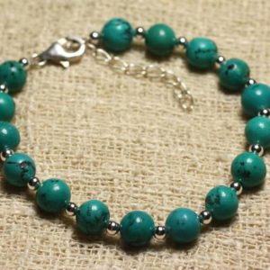 Shop Turquoise Bracelets! Bracelet Argent 925 et Perles de Pierre Turquoise Naturelle 8mm | Natural genuine Turquoise bracelets. Buy crystal jewelry, handmade handcrafted artisan jewelry for women.  Unique handmade gift ideas. #jewelry #beadedbracelets #beadedjewelry #gift #shopping #handmadejewelry #fashion #style #product #bracelets #affiliate #ad