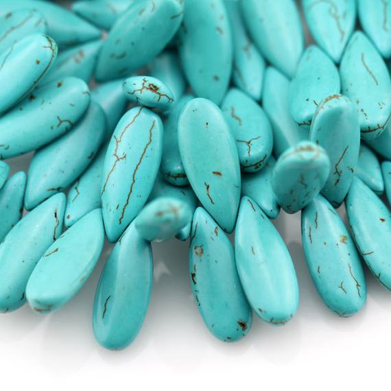 100 Pcs--teardrop Turquoise Beads,one Full Strand,turquoise Beads,gemstone Beads---16 Inches---10*25mm---bt021