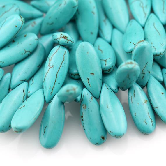 100 Pcs--teardrop Turquoise Beads,one Full Strand,loose Turquoise Beads,gemstone Beads For Jewelry Making---16 Inches---10*25mm---bt021