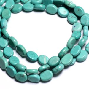 Shop Turquoise Bead Shapes! 10pc – Perles de Pierre – Turquoise synthèse reconstituée Ovales 9x7mm Bleu Turquoise – 4558550033352 | Natural genuine other-shape Turquoise beads for beading and jewelry making.  #jewelry #beads #beadedjewelry #diyjewelry #jewelrymaking #beadstore #beading #affiliate #ad