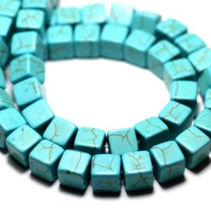 Shop Turquoise Bead Shapes! 20pc – Turquoise beads reconstituted synthesis Cubes 8mm blue Turquoise – 8741140009189 | Natural genuine other-shape Turquoise beads for beading and jewelry making.  #jewelry #beads #beadedjewelry #diyjewelry #jewelrymaking #beadstore #beading #affiliate #ad