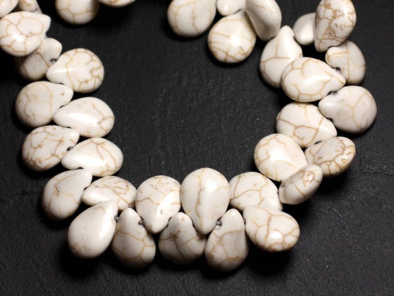 20pc - Perles Turquoise Synthèse Gouttes 16mm Blanc Crème   4558550031211