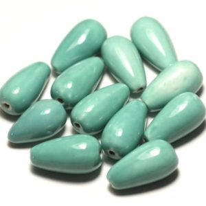 Shop Turquoise Bead Shapes! 6pc – Perles Céramique Porcelaine Gouttes 21mm Vert clair Turquoise Pastel – 8741140017269 | Natural genuine other-shape Turquoise beads for beading and jewelry making.  #jewelry #beads #beadedjewelry #diyjewelry #jewelrymaking #beadstore #beading #affiliate #ad
