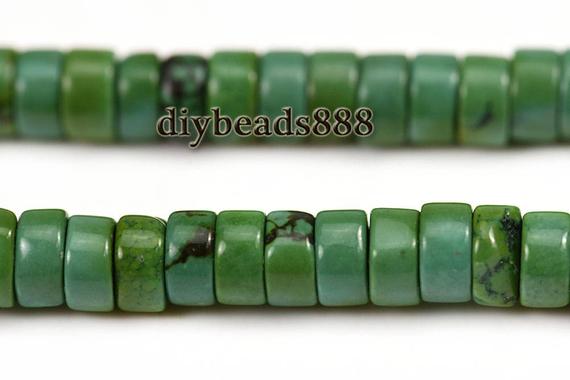 Green Turquoise Heishi Beads,spacer Beads,wheel Beads,turquoise,deep Green Color,natural,gemstone,2x4mm 3x6mm For Choice,15" Full Strand