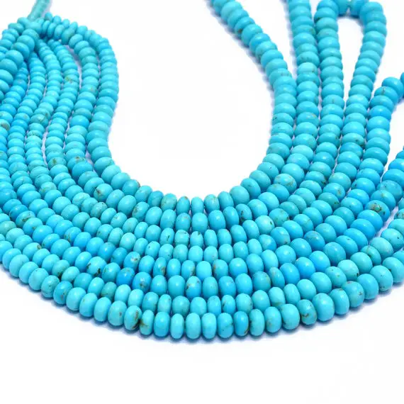 Aaa+ Sleeping Beauty Turquoise Gemstone 3mm-6mm Smooth Rondelle Beads | 16inch Strand | Natural Turquoise Precious Gemstone Loose Beads