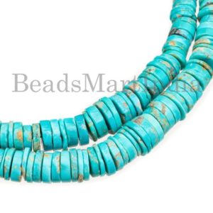 Shop Turquoise Rondelle Beads! Turquoise Tyre Shape Beads, Turquoise Smooth Beads, Turquoise Smooth Tyre Shape Beads, Turquoise Plain Tyre Shape Beads, Turquoise Beads | Natural genuine rondelle Turquoise beads for beading and jewelry making.  #jewelry #beads #beadedjewelry #diyjewelry #jewelrymaking #beadstore #beading #affiliate #ad