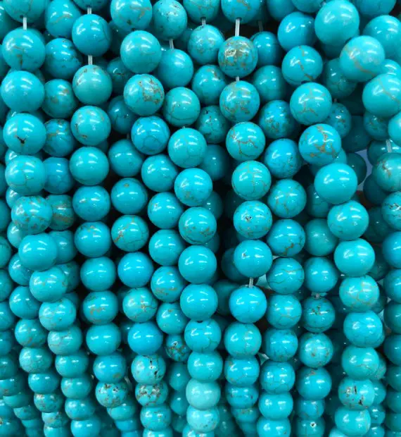Blue Turquoise Beads, Natural Gemstone Beads, Round Loose Stone Beads 4mm 6mm 8mm 10mm 12mm 15''