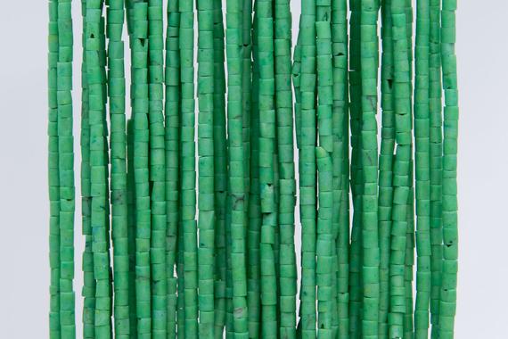 Grass Green Howlite Loose Beads Round Tube Shape 2x2mm