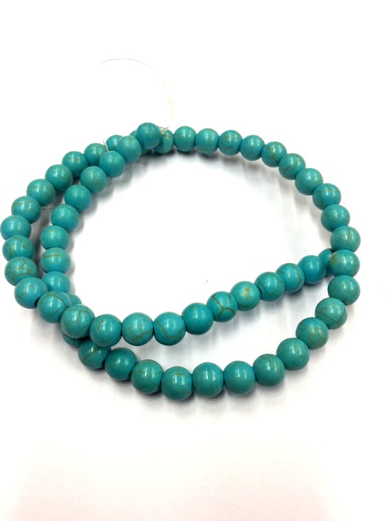 Natural Smooth Turquoise Round Ball Beads Beads 8mm Plain Gemstone Beads 15" Strand