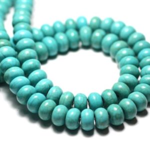 Shop Turquoise Round Beads! Fil 39cm 100pc env – Perles de Pierre Turquoise Synthèse Rondelles 6x4mm Bleu Turquoise | Natural genuine round Turquoise beads for beading and jewelry making.  #jewelry #beads #beadedjewelry #diyjewelry #jewelrymaking #beadstore #beading #affiliate #ad
