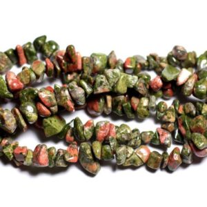 Shop Unakite Chip & Nugget Beads! Thread 85cm 220pc approx – Pearls Pierre Unakite Rocailles Chips 5-10mm Green Rose Red | Natural genuine chip Unakite beads for beading and jewelry making.  #jewelry #beads #beadedjewelry #diyjewelry #jewelrymaking #beadstore #beading #affiliate #ad