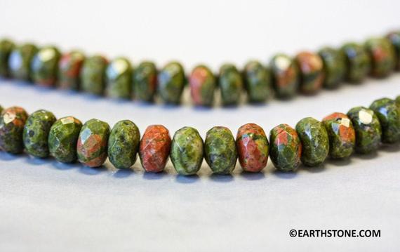 S-m/ Unakite 4mm/ 6mm/ 8mm/ 10mm Faceted Rondelle Beads 16" Strand Natural Green And Orange Color Gemstone For Jewelry Making