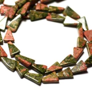Shop Unakite Bead Shapes! 10pc – Perles de Pierre – Unakite Triangles 7-10mm – 8741140012264 | Natural genuine other-shape Unakite beads for beading and jewelry making.  #jewelry #beads #beadedjewelry #diyjewelry #jewelrymaking #beadstore #beading #affiliate #ad