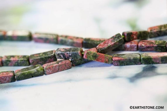 S/ Unakite 4x13mm/ 5x8mm Rectangle Beads 16" Strand Natural Green Red Mixed Color Gemstone Beads For Dangling Earrings Making