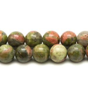Shop Unakite Bead Shapes! Wire 39cm 46pc approx – Stone Beads – Unakite Balls 8mm | Natural genuine other-shape Unakite beads for beading and jewelry making.  #jewelry #beads #beadedjewelry #diyjewelry #jewelrymaking #beadstore #beading #affiliate #ad