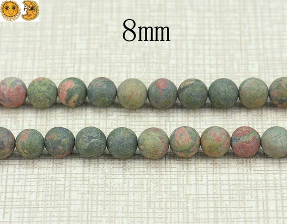 15 Inch Strand Of Unakite Matte Round Beads 6mm 8mm 10mm 12mm 14mm For Choice