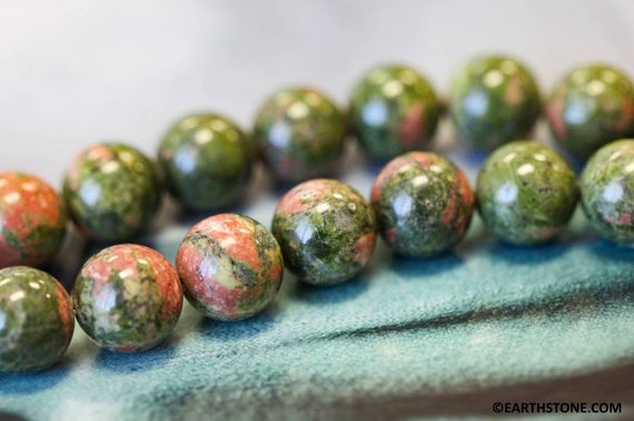 M/ Unakite 10mm/ 12mm/ 14mm Round Beads 16" Strand Natural Green Red Mixed Color Gemstone Beads For Jewelry Making