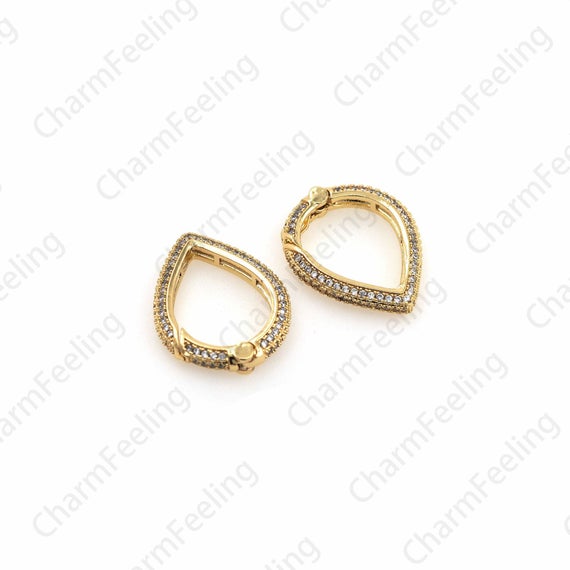 Water Drop Clasp, Necklace Clasp, Micro Pave Clasp, Jewelry Clasp, Gold-plated Clasp, Diy Jewelry Making Accessories 24x19.1x3.5mm 1pcs