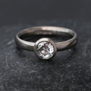 Shop White Sapphire Jewelry! White Sapphire Engagement Ring in 18K White Gold, Brilliant Cut Sapphire Ring Handmade | Natural genuine White Sapphire jewelry. Buy handcrafted artisan wedding jewelry.  Unique handmade bridal jewelry gift ideas. #jewelry #beadedjewelry #gift #crystaljewelry #shopping #handmadejewelry #wedding #bridal #jewelry #affiliate #ad