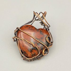 Wire Wrapped Mahogany Obsidian Heart Pendant, Oxidized Copper Wire Wrapped Natural Heart Stone Pendant Necklace | Natural genuine Mahogany Obsidian pendants. Buy crystal jewelry, handmade handcrafted artisan jewelry for women.  Unique handmade gift ideas. #jewelry #beadedpendants #beadedjewelry #gift #shopping #handmadejewelry #fashion #style #product #pendants #affiliate #ad
