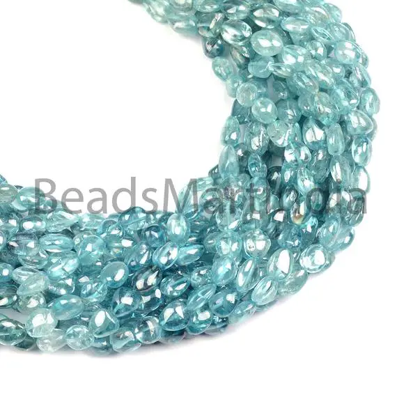 Blue Zircon Plain Nugget Beads, 7x9-7.5x10.50 Mm Blue Zircon Smooth Nugget Beads, Blue Zircon Fancy Nugget Beads, Blue Zircon Plain Nuggets