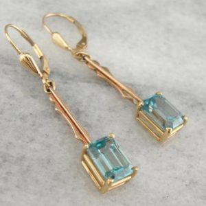 Shop Zircon Jewelry! Blue Zircon and Rose Gold, Art Deco Earrings 0T7FW6-N | Natural genuine Zircon jewelry. Buy crystal jewelry, handmade handcrafted artisan jewelry for women.  Unique handmade gift ideas. #jewelry #beadedjewelry #beadedjewelry #gift #shopping #handmadejewelry #fashion #style #product #jewelry #affiliate #ad