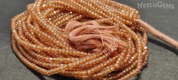 Aaa+ Quality Brown Zircon Micro Cut Rondelle Faceted Gemstone Beads,3 Mm Zircon Beads,15" Brown Cubic Zirconia Beads For Handmade Jewelry