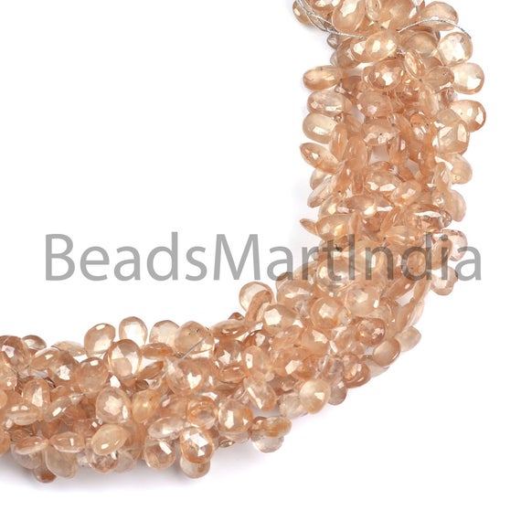 Brown Zircon Faceted Pear Shape Beads, 4x6-5x7mm Brown Zircon Pear Shape Beads Side Drill, Brown Zircon Fancy Pears Beads, Zircon Pears Bead