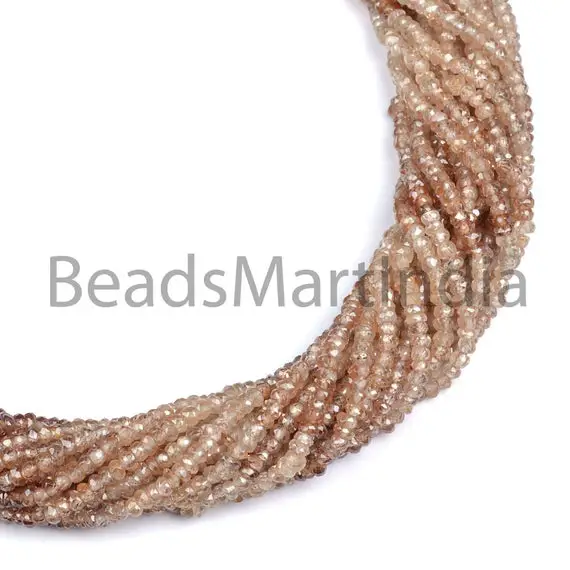 Brown Zircon Shaded Faceted Rondelle 2.5-3.5mm Beads, Brown Zircon Indian Cut Faceted Rondelle Beads, Brown Color Zircon Natural Beads