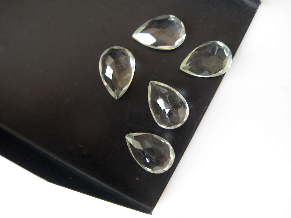 10 Pieces 12x8mm Each Natural Green Amethyst Pear Shaped Faceted Flat Back Loose Gemstones Bb156