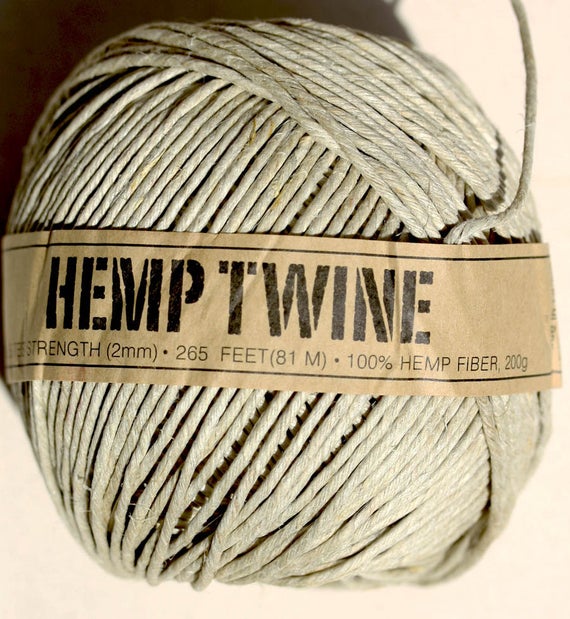 2mm Natural Untreated Hemp Twine -  - 48lb Breaking Strain / 12 Ply. Natural And Organic