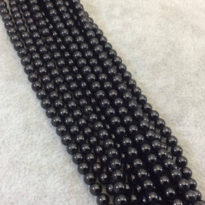 Shop Spinel Round Beads! 4mm Smooth Round/Ball Shaped Black Spinel Beads – 14" Strand (Approximately 90 Beads) – High Quality Hand-Cut Semi-Precious Gemstone! | Natural genuine round Spinel beads for beading and jewelry making.  #jewelry #beads #beadedjewelry #diyjewelry #jewelrymaking #beadstore #beading #affiliate #ad