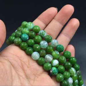 Shop Agate Faceted Beads! Green Agate Beads Faceted Round Dragon Veins Agate Beads Polished Round Gemstone Beads Supplies 6/8/10mm Jewelry making 15.5" strand | Natural genuine faceted Agate beads for beading and jewelry making.  #jewelry #beads #beadedjewelry #diyjewelry #jewelrymaking #beadstore #beading #affiliate #ad